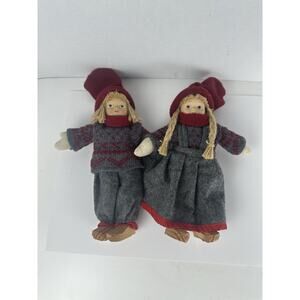 Dutch Holland Dolls Girl Boy Wooden Shoes Vintage Pair